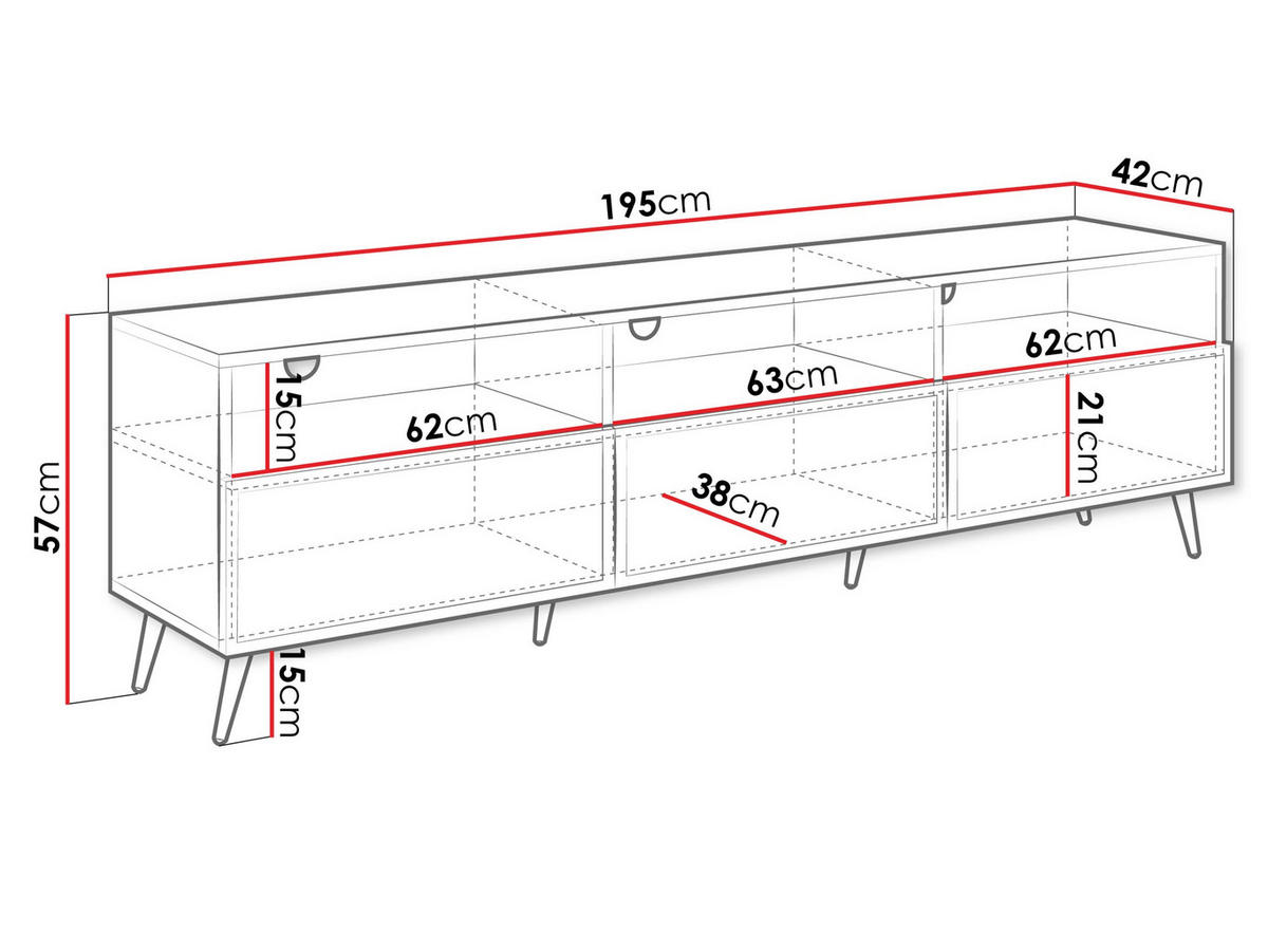 TV-ELEMENT Temerra 3K - Beige/Goldfarben, Holzwerkstoff/Metall (195/57/42cm) - MIRJAN24