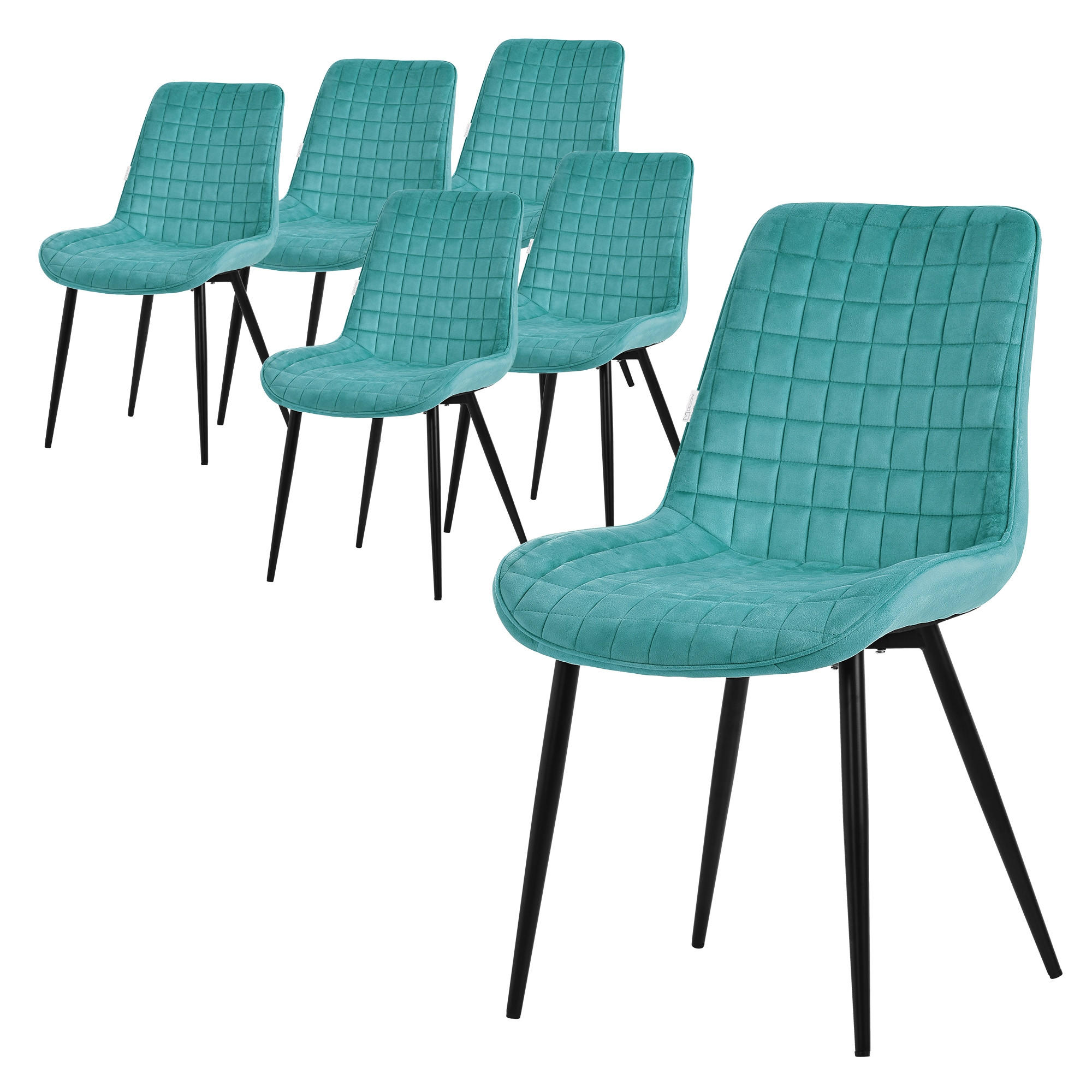 ML-DESIGN JÍDELNÍ ŽIDLE, SADA 6 KS, petrolový samet