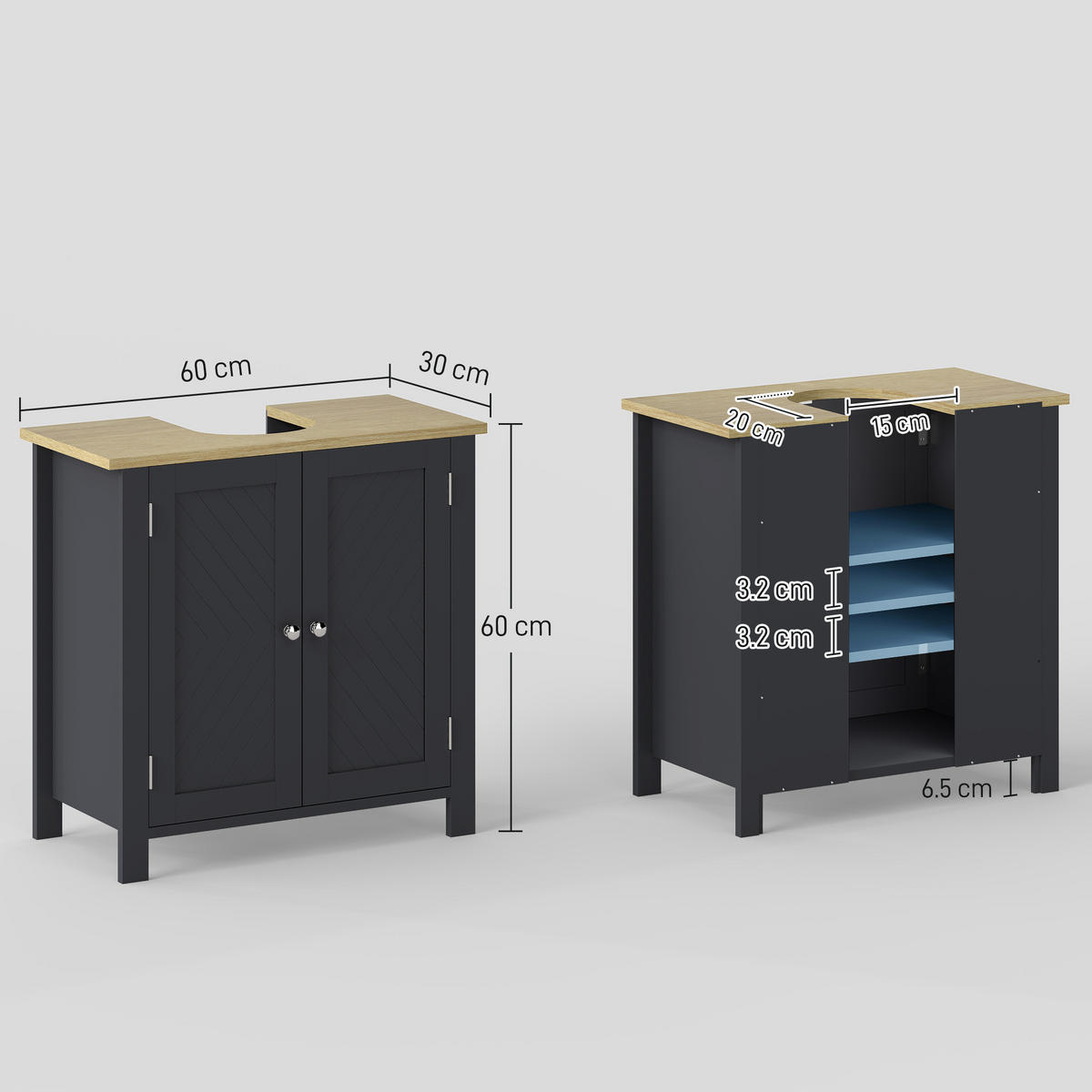 HÄNGESCHRANK Dunkelgrau 1 Stück - Dunkelgrau, Kunststoff (60/60/30cm) - GiPP