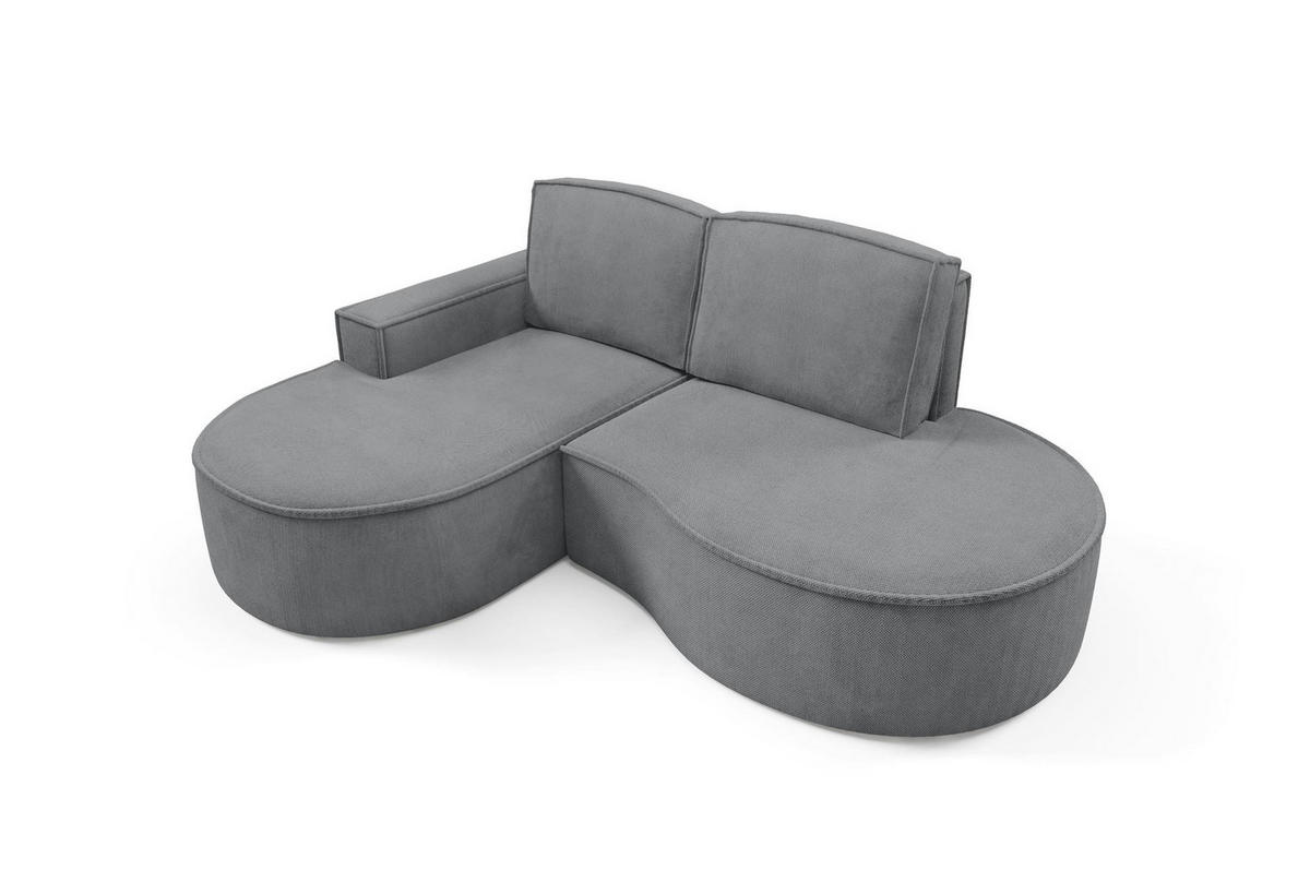 ECKSOFA Flow Graphit, mit Kissen in Curio Stoff, linke seite - Graphitfarben, Holzwerkstoff/Textil (210/157cm) - Bettso