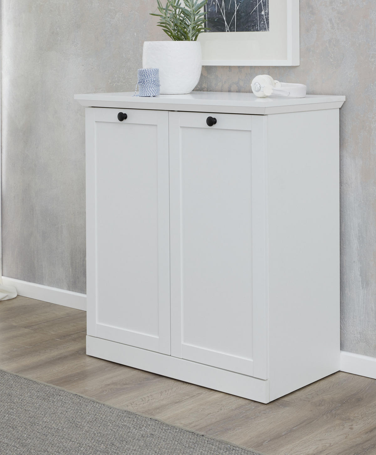 KOMMODE weiß 81 x 88 cm, SCHUHSCHRANK im Landhaus-Stil - Silberfarben/Weiß, Holzwerkstoff/Metall (81/88/41cm) - Top.Furn