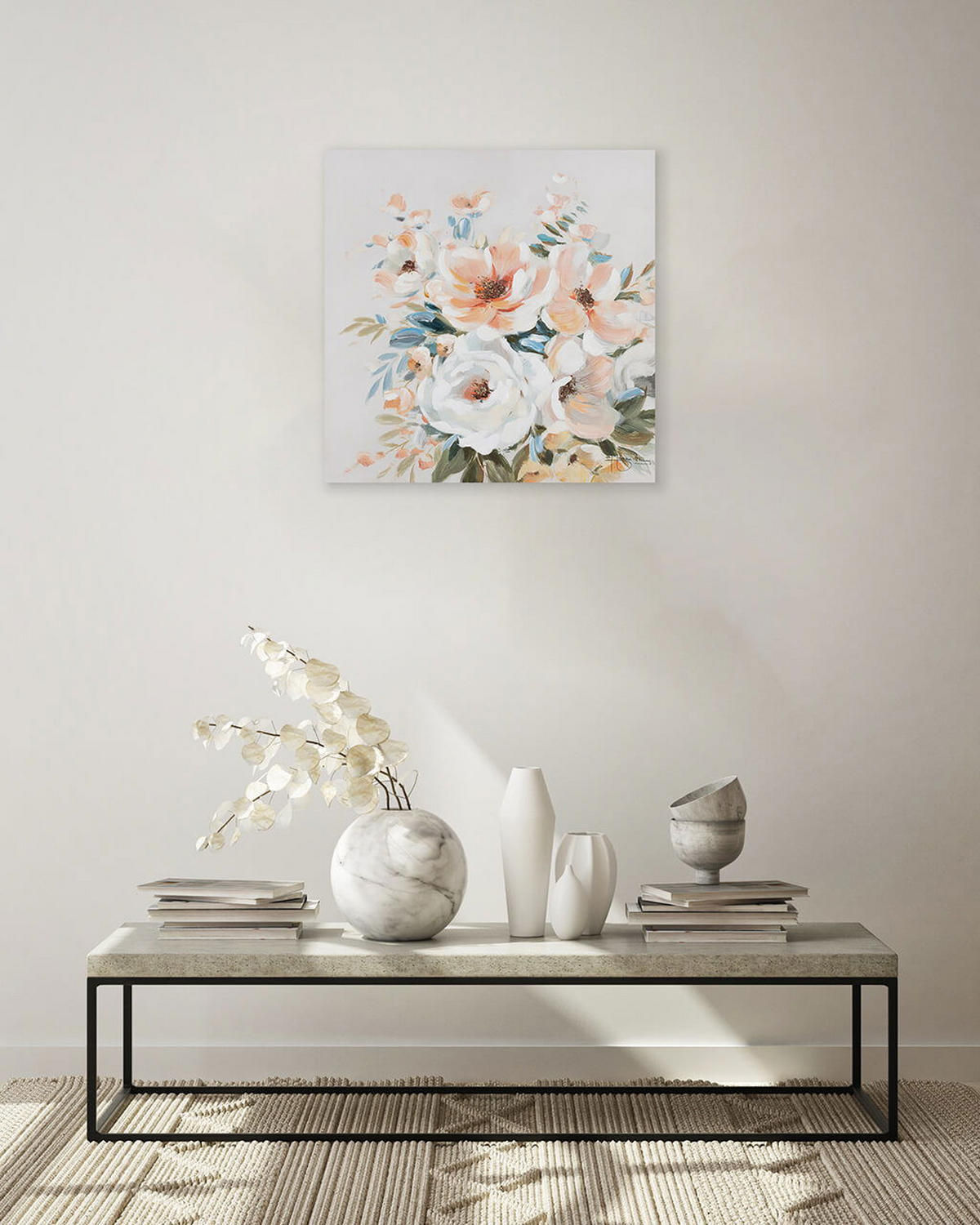 ACRYLBILD HANDGEMALT 60/60 cm - Beige/Grau, Holz/Textil (0.7/60cm) - KUNSTLOFT