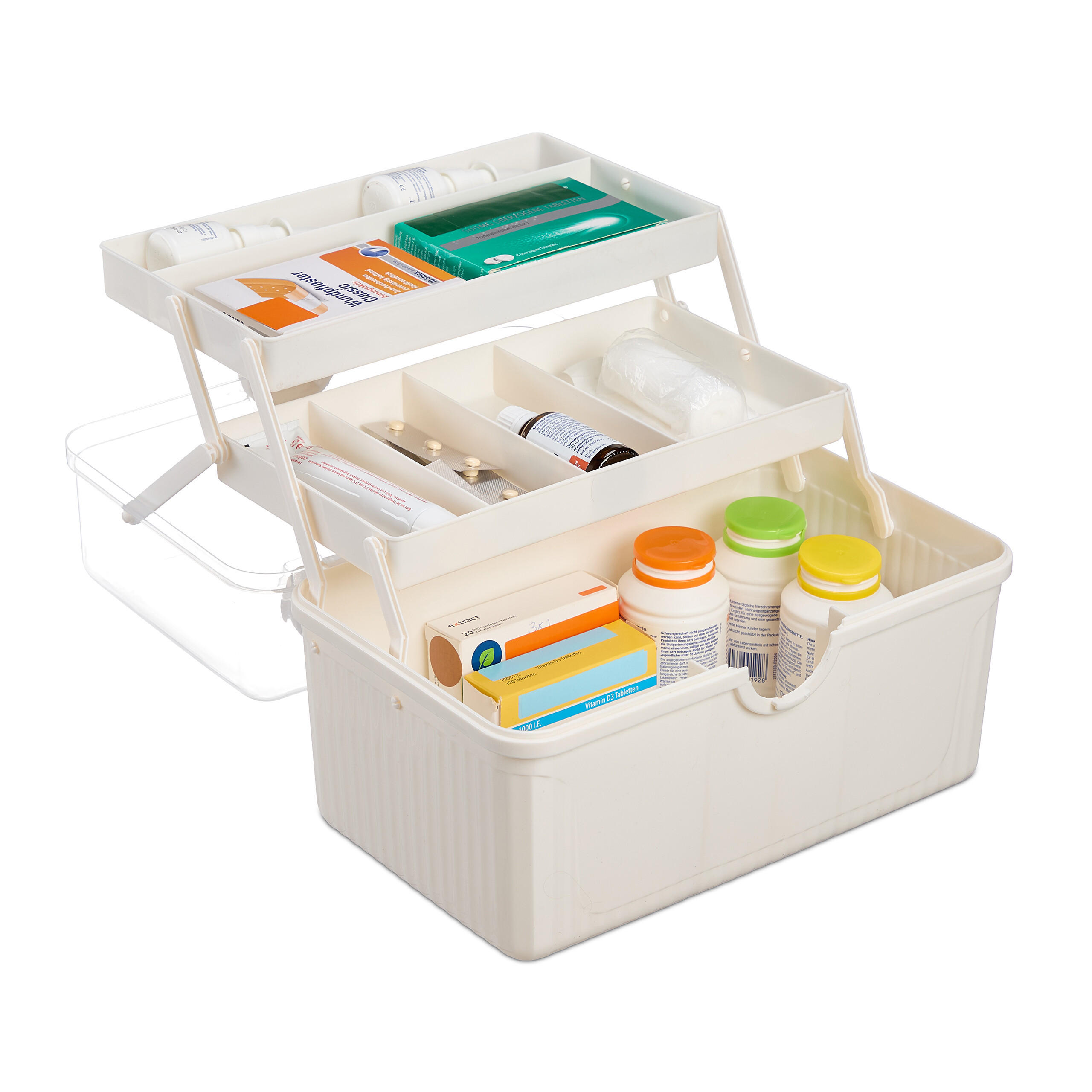 APOTHEKENBOX - Creme, Kunststoff (30/20.5/21cm) - Relaxdays