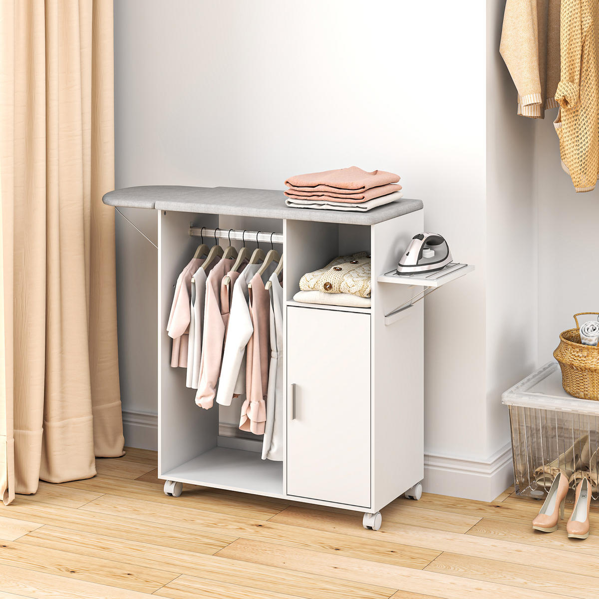 BÜGELBRETTSCHRANK Weiß 1 Stück - Weiß, Holzwerkstoff (42.5/99/127cm) - GiPP