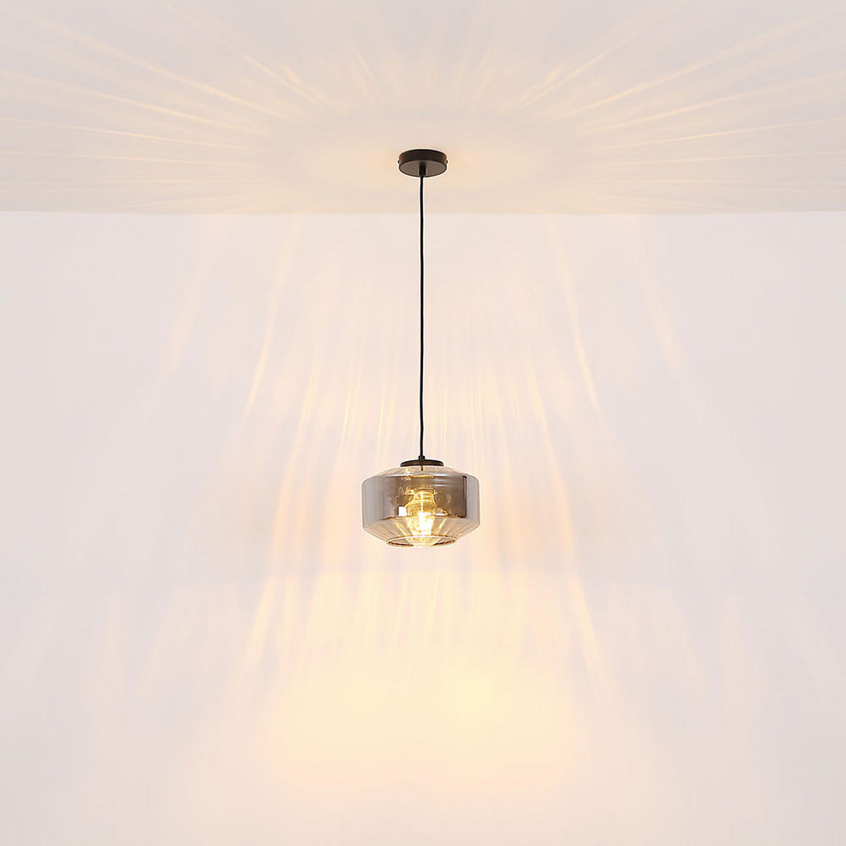 HÄNGELEUCHTE Metall Glas Schwarz - Schwarz, Glas (24/24/120cm) - Globo Lighting