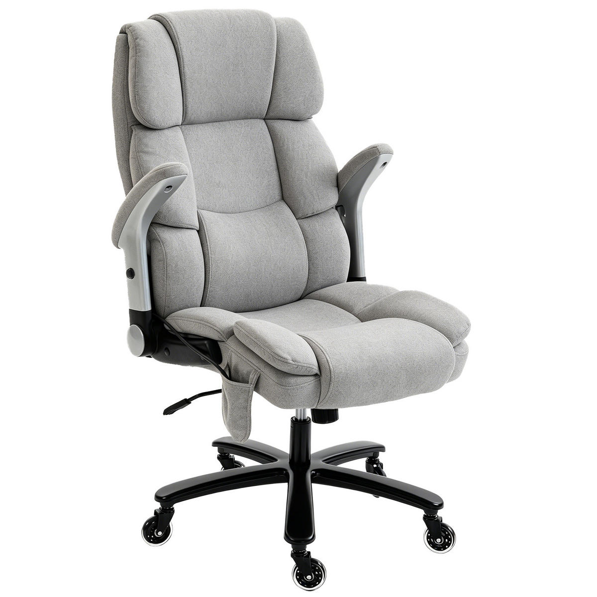 BÜROSTUHL Hellgrau mit Airbag-Lendenwirbelstütze und hochklappbaren Armlehnen - Hellgrau, Textil (82/122/70cm) - PANGIVO