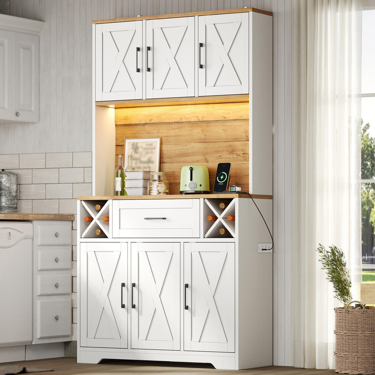 GESCHIRRSCHRANK Naturfarben 105/40/180 - Naturfarben, Holzwerkstoff (105/180/40cm)