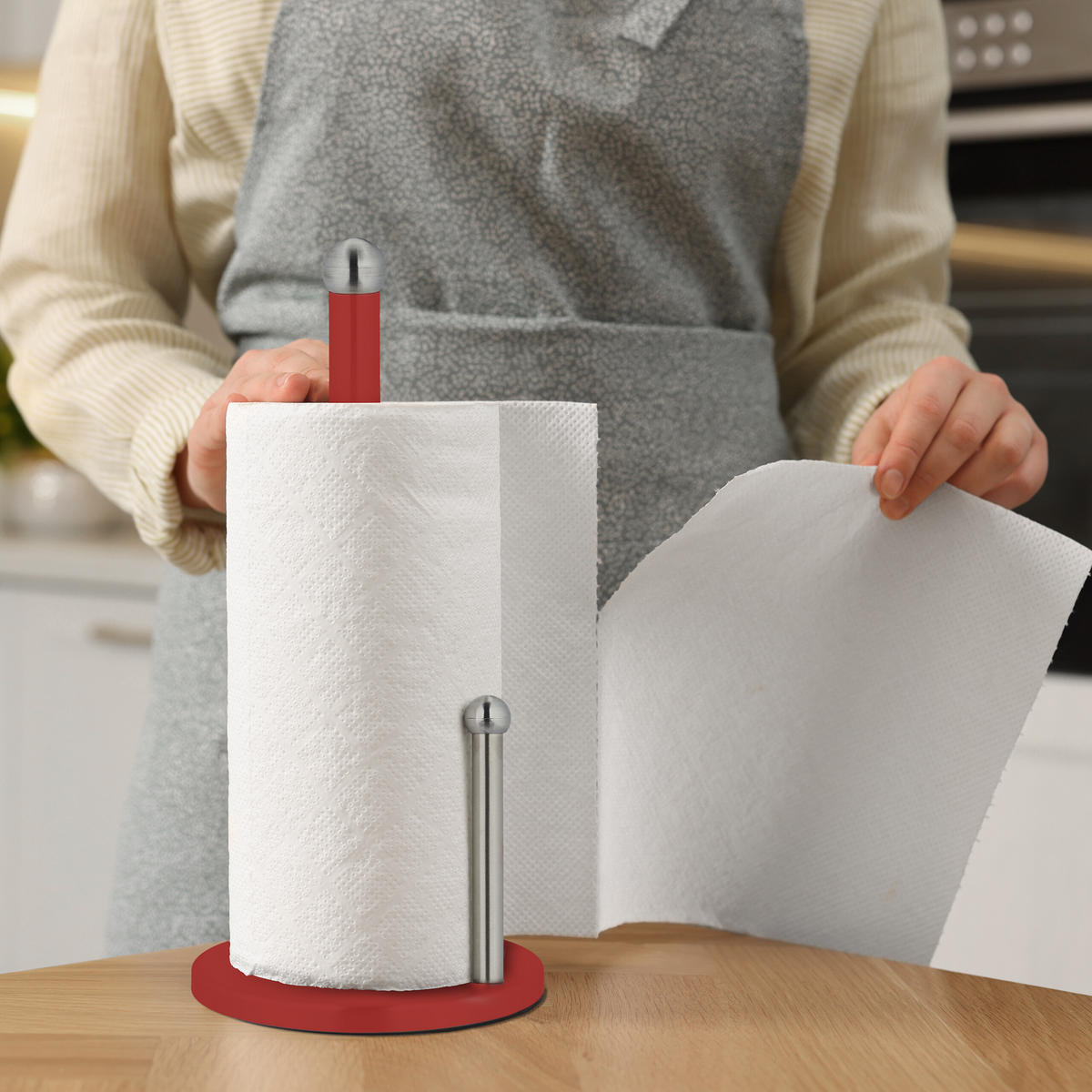 KÜCHENROLLENHALTER - Rot, Metall (15/35/15cm) - Relaxdays