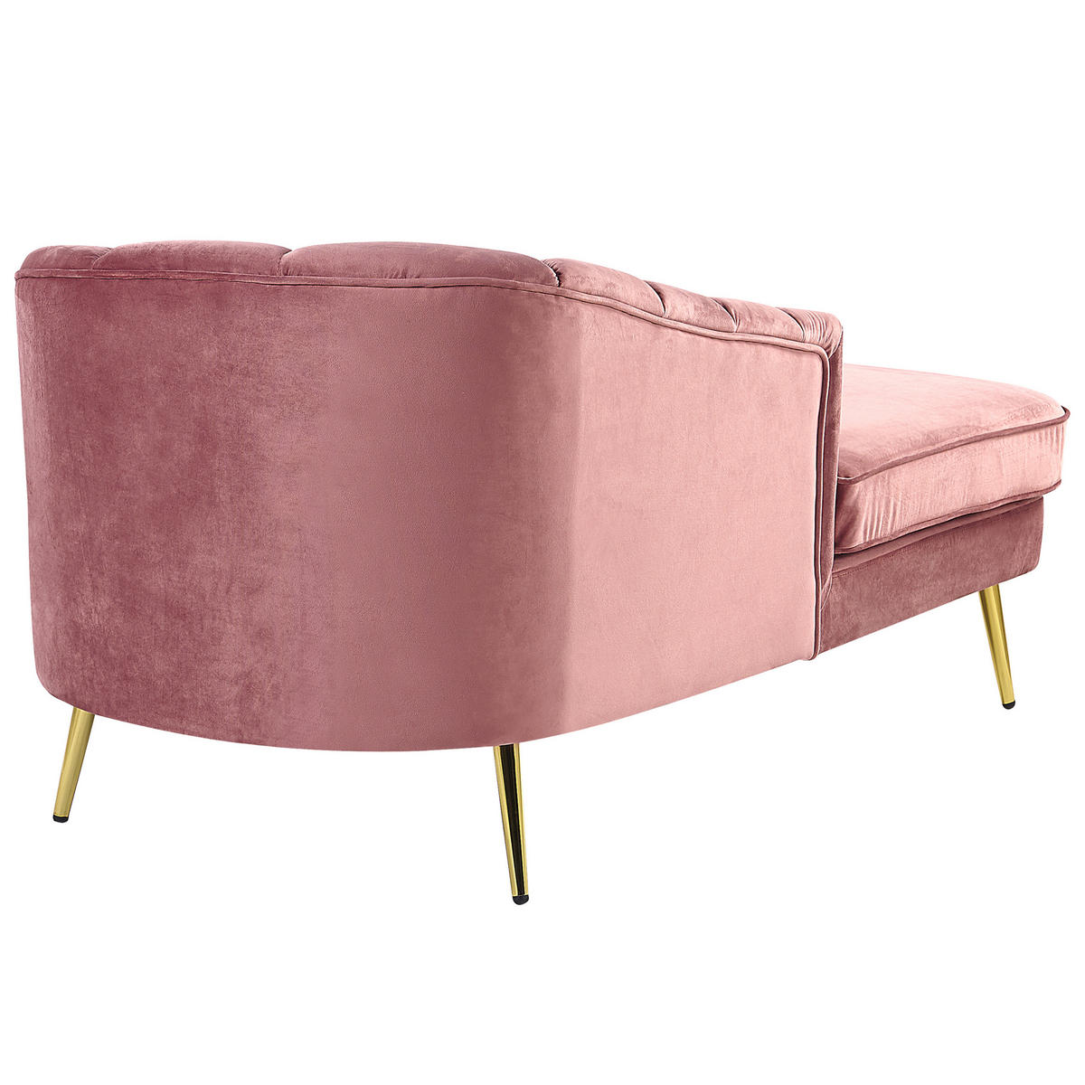 CHAISELONGUE Samtstoff rosa rechtsseitig Allier - Pink/Goldfarben, Textil (150/75/76cm) - Beliani