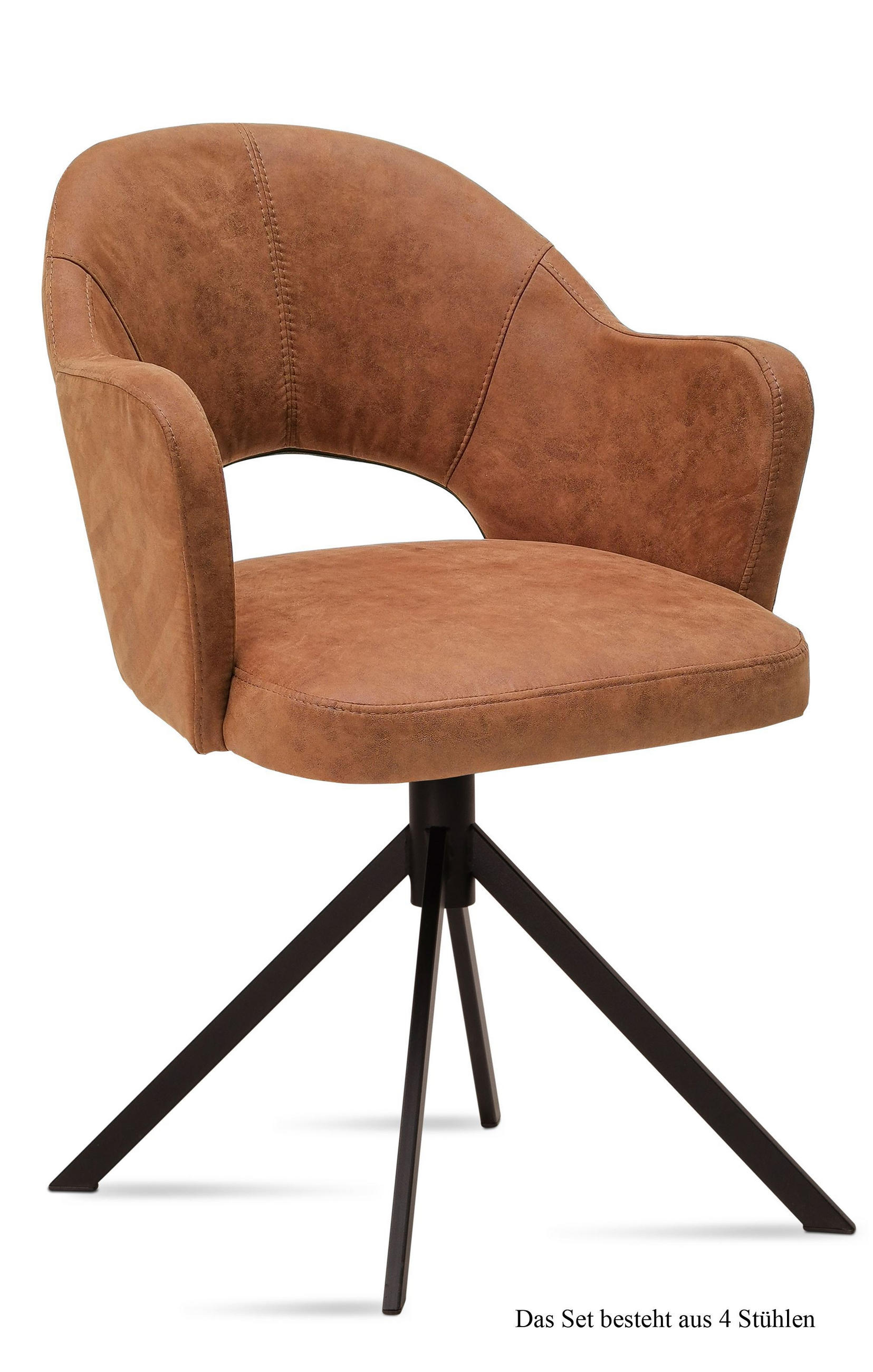 ARMLEHNSTUHL (4er-Set) Dunja 59x87x61 Schwarz/Cognac - Cognac/Schwarz, Kunststoff (61/87/59cm) - 58aufmkessel