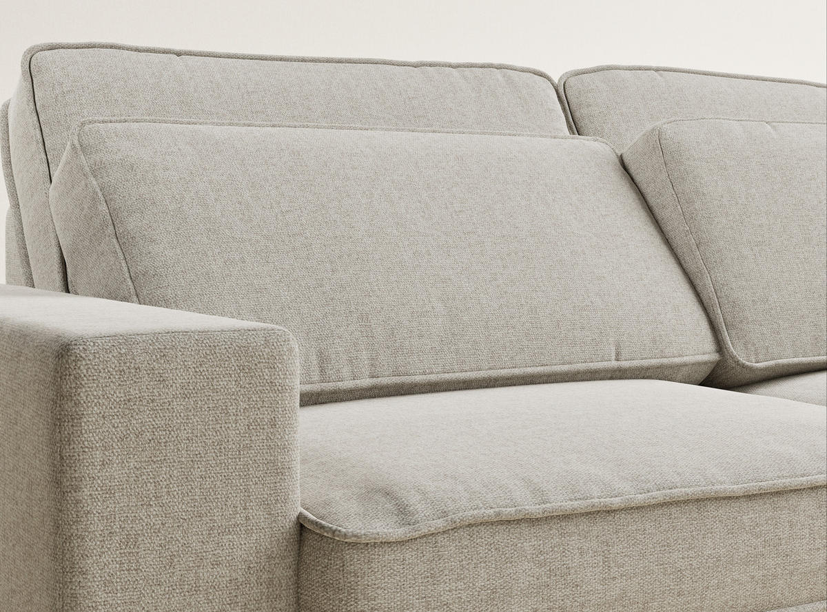 ECKSOFA Kirou Beige Webstoff - Rechts Seite - Beige/Schwarz, Holz/Holzwerkstoff (225/311cm) - Maison de Reve