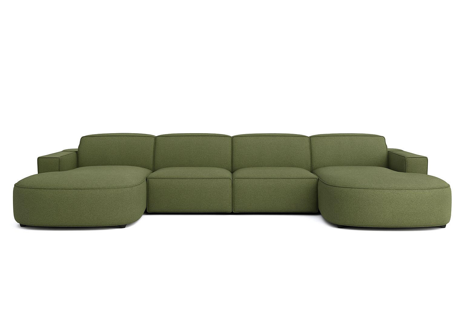 ECKSOFA Cursal Round U-Form, Stoff Artico, Moss - Grün, Holz (364/166cm) - Kaiser Möbel
