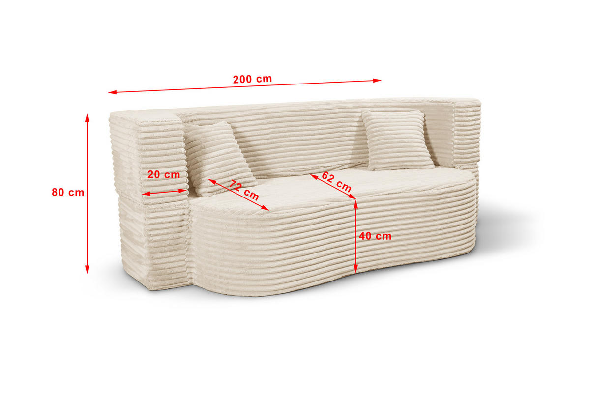 SCHLAFSOFA MYFOAM, Sofa mit Schlaffunktion, Farbe: Beige, Cordstoff - Beige, Textil (200/80/72cm) - Storez24