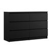 KOMMODE 6 Schubladen, Farbe: Mattschwarz, 120 x 78 x 39 cm - Schwarz, Holzwerkstoff (120/78/39cm) - 3XE LIVING