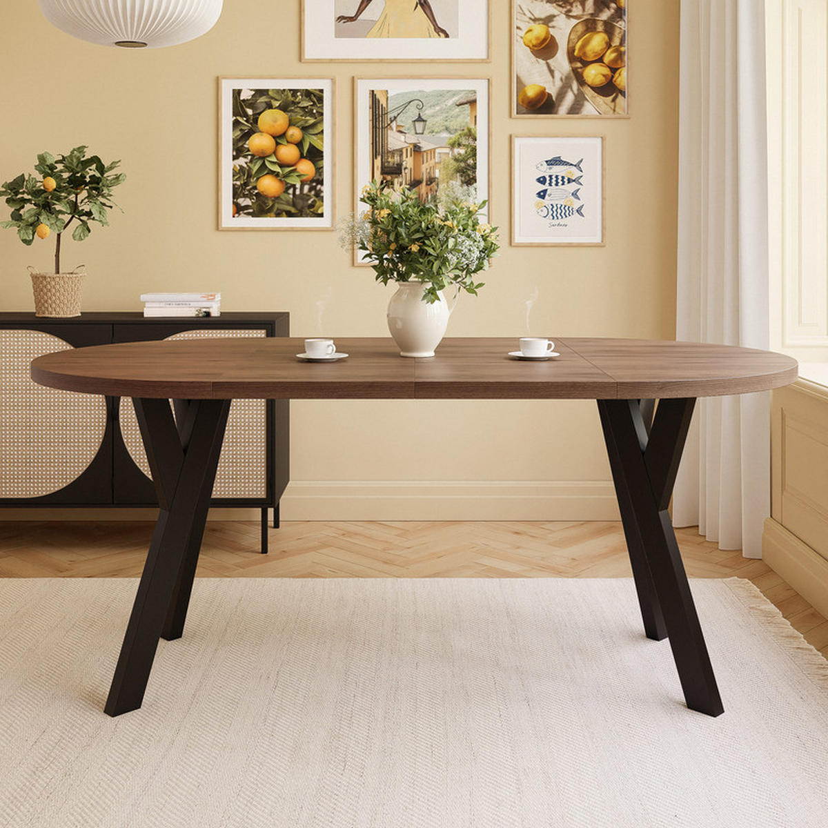 AUSZIEHTISCH YARA 90-170/76,5 cm Okapi-Nussbaum - Nussbaumfarben, Holzwerkstoff (90/90/76.5cm) - Idohome