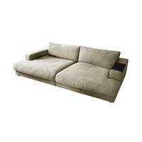 BIG SOFA MIT TABLETT MADELINE Cremeweiß Webstoff - Creme/Schwarz, Kunststoff/Textil (290/85/170cm) - KAWOLA
