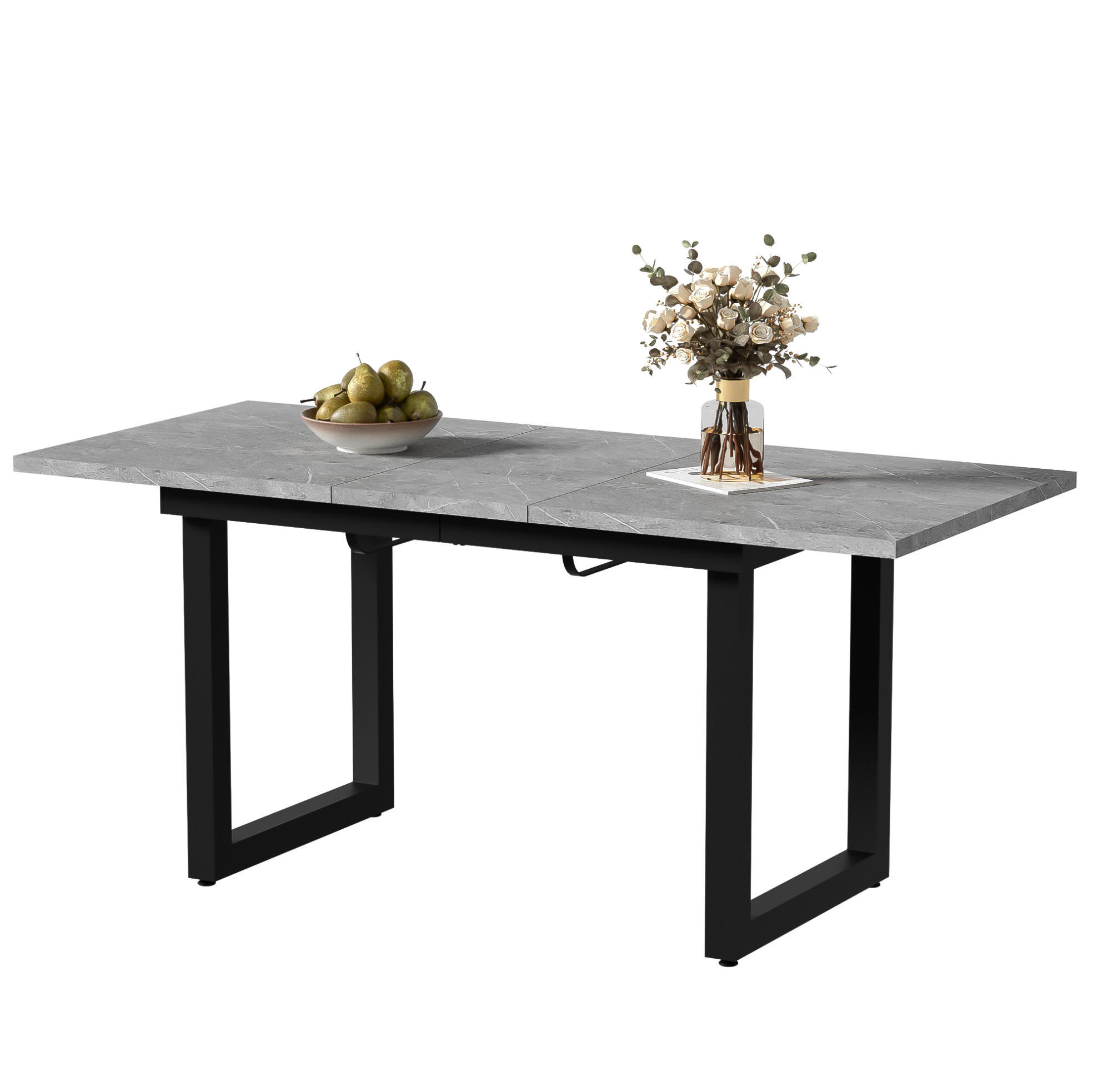 RAZTEGLJIVA jedilna miza 140/180/80/75 cm v industrijskem slogu, stabilna konstrukcija, Siva/Črna - siva, leseni material (180/80/75cm) - Redom