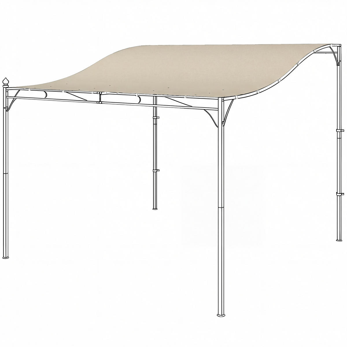 ERSATZDACH für Pergola Sonnensegel für Terrassenüberdachung Ersatz-Dachplane für 3 x 3 m Pavillon 298x293 cm Cremeweiß - Creme, Textil (298/1/293cm)