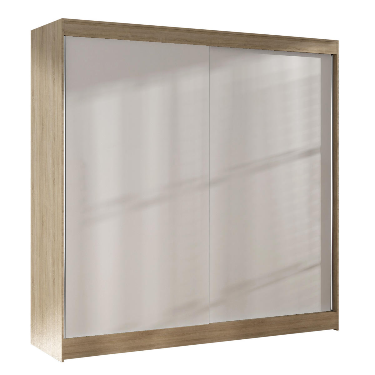 SCHWEBETÜRENSCHRANK Basti X - 200 cm - Beige/Weiß, Holzwerkstoff/Metall (200/215/58cm) - Sofnet