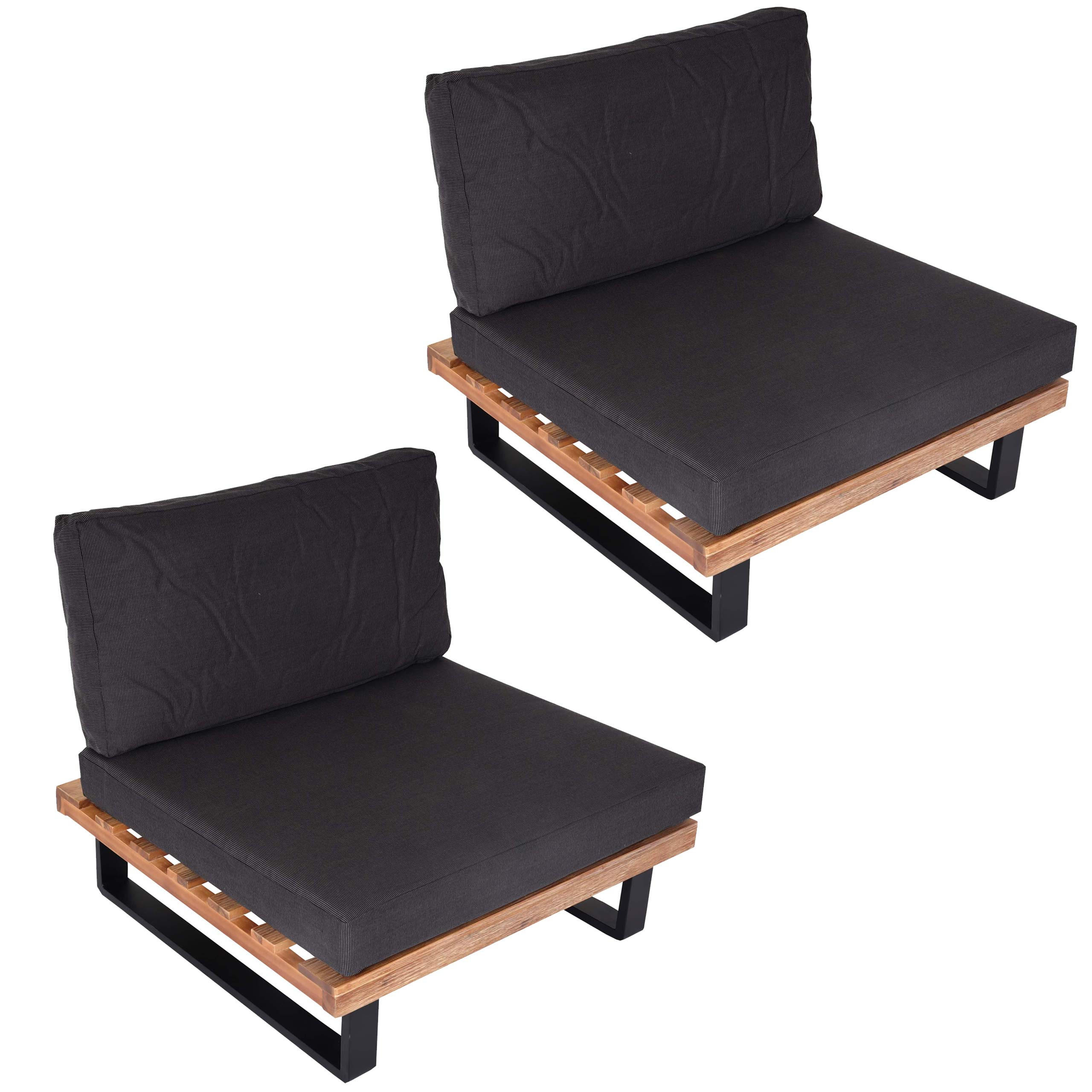 LOUNGESESSEL Garten 2er-Set Hellbraun Dunkelgrau - Braun, Metall (82/75/82cm) - PROREGAL