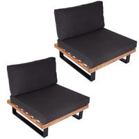 LOUNGESESSEL Garten 2er-Set Hellbraun Dunkelgrau - Braun, Metall (82/75/82cm) - PROREGAL
