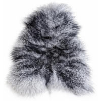 LAMMFELL Island Langhaar natur lockig weich Premium Hellgrau-Schwarz geflammt ca. 105 cm - Hellgrau/Schwarz, Fell (55/105cm) - Provellus