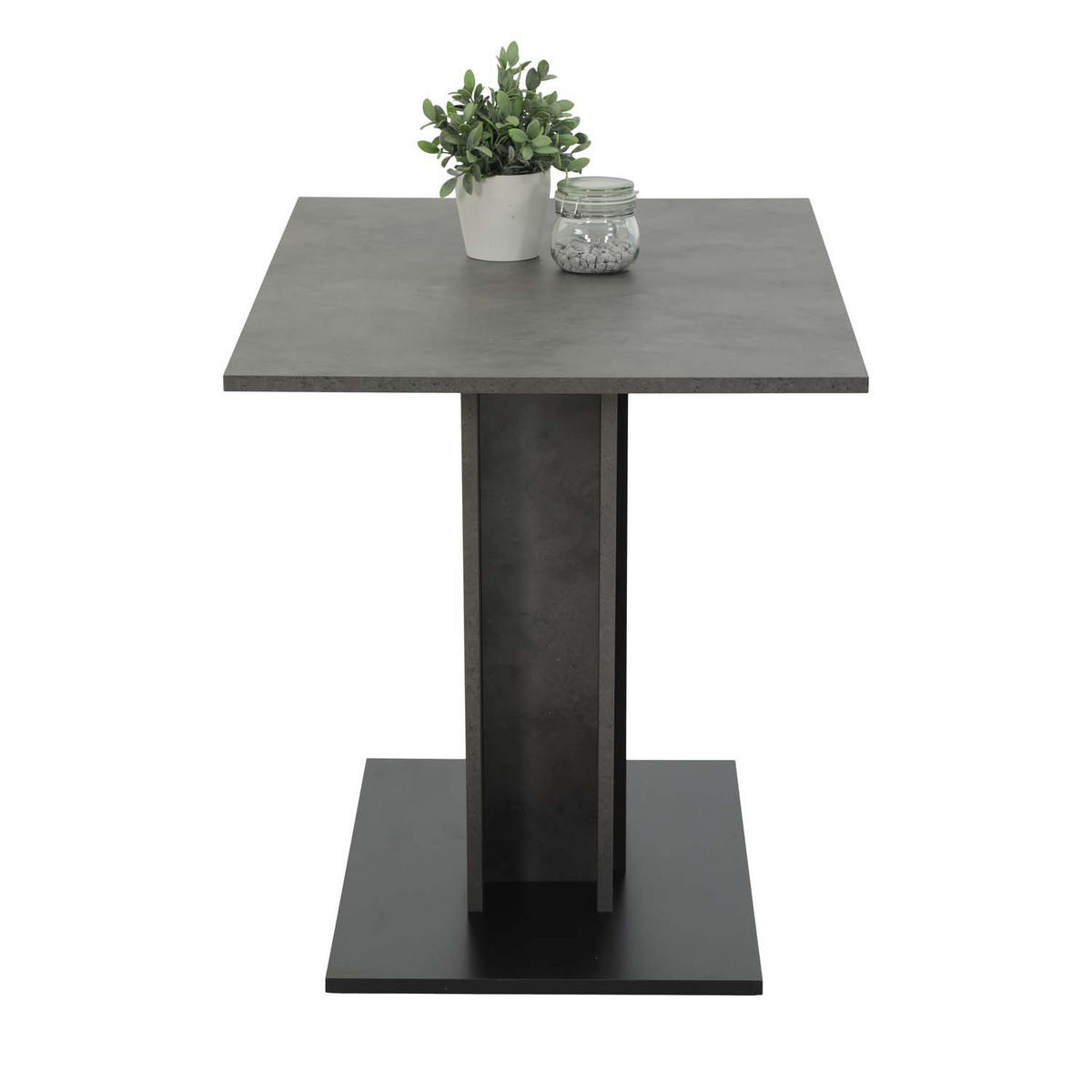 ESSGRUPPE Neelia, 5 tlg. - Tisch Betonoptik, 4 Stühle Anthrazit - Anthrazit/Schwarz, Holzwerkstoff/Textil (140/76/80cm) - Möbel Stellbrink