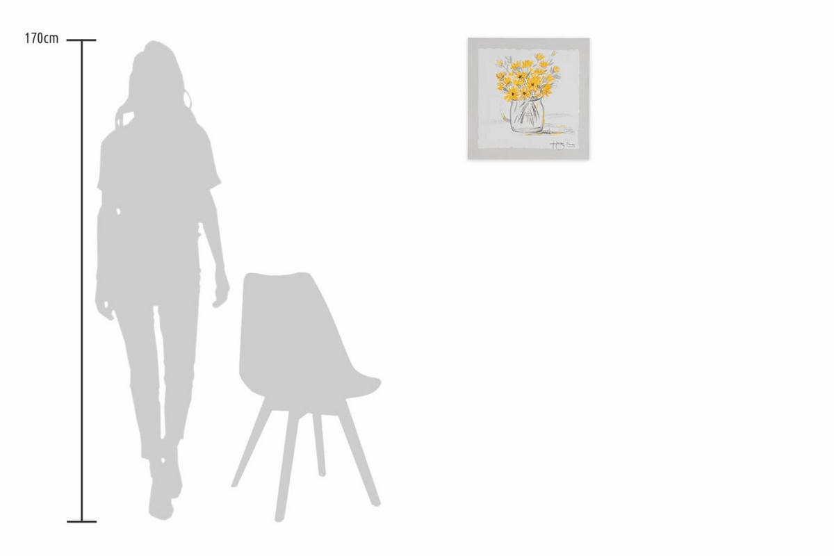 ACRYLBILD HANDGEMALT 40/40 cm - Gelb/Grau, Holz/Textil (0.45/40cm) - KUNSTLOFT