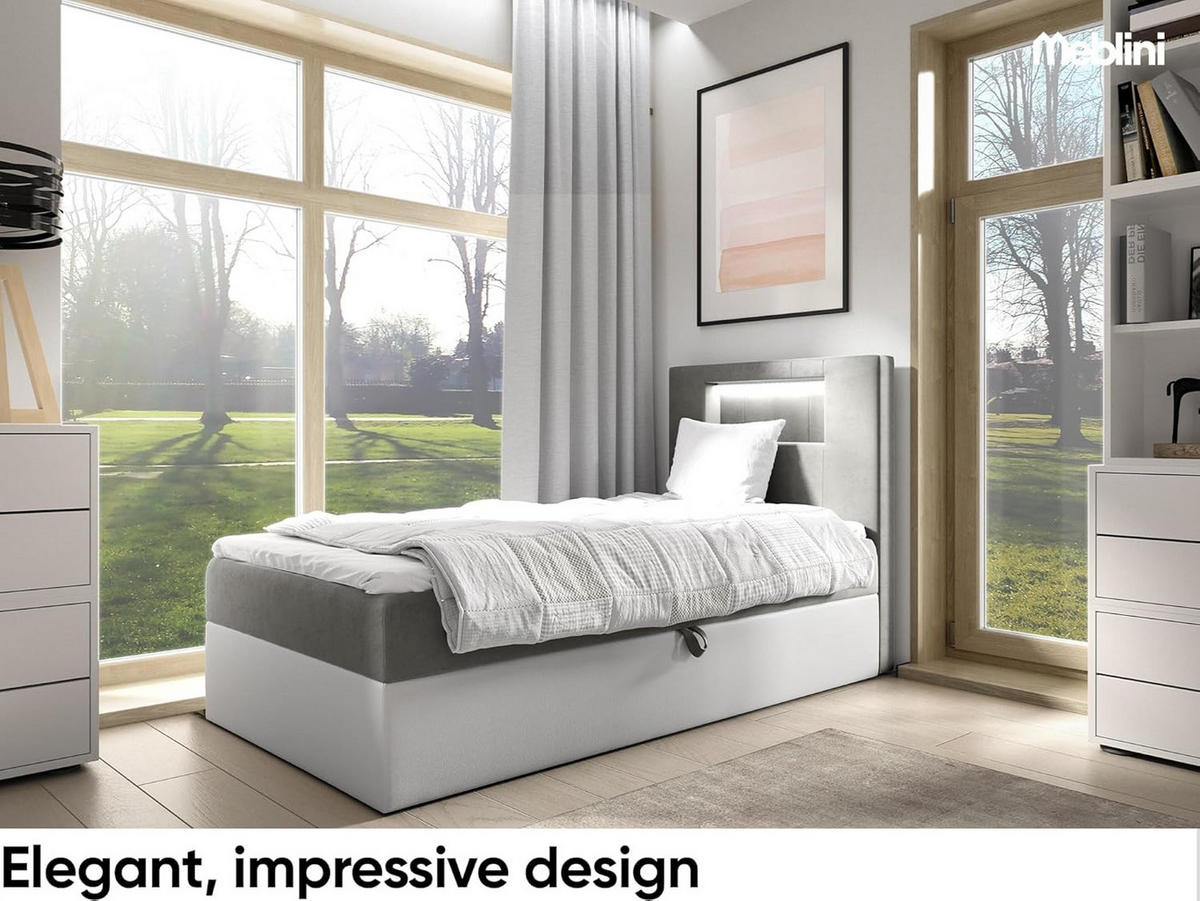 KINDERBETT GARETH 1 - Weiß/Grau, Holzwerkstoff (82/212cm) - Meblini