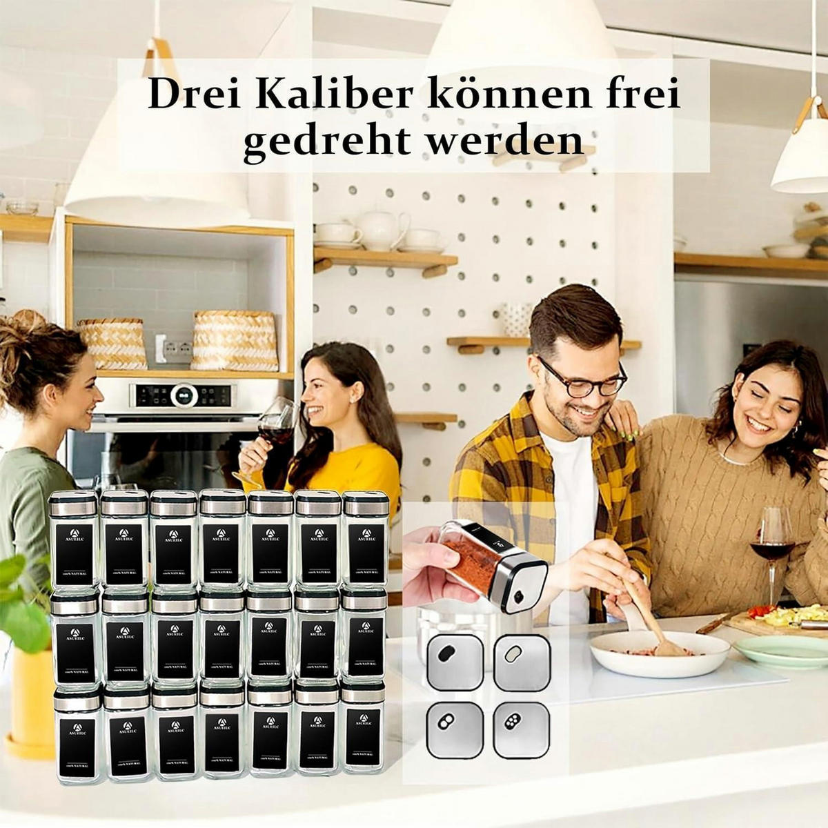 GEWÜRZGLÄSER 35-teiliges Set mit 3 Kalibern 120ml - Multicolor, Glas (4.7/9.7/4.7cm)