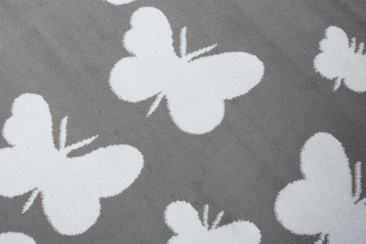 TEPPICH LUXURY Grau Schmetterlinge Design 180/250 cm - Grau, Textil (180/250cm) - Tapiso