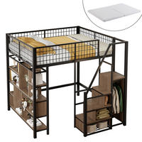 HOCHBETT 140/200 cm Schwarz Metallbett mit Stauraumtreppe mit Matratze - Schwarz, Metall (140/200cm) - OKWISH