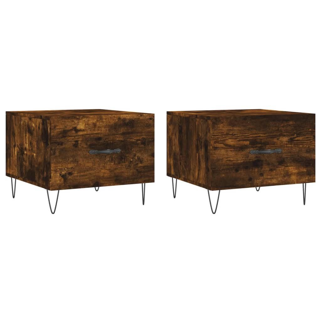 COUCHTISCHE 2 Stk. Räuchereiche 50x50x40 cm Holzwerkstoff - Braun, Holzwerkstoff (50/50/40cm) - furnicato