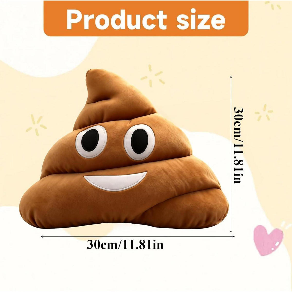 KISSEN Kackhaufen 30 cm - Braun, Textil (30/30cm)