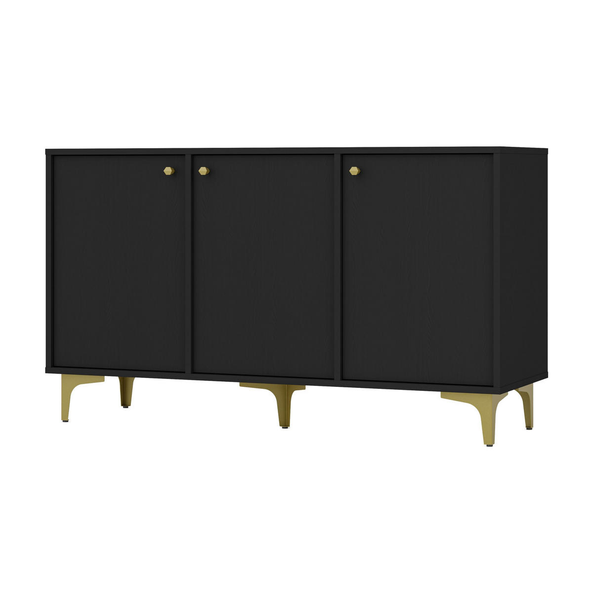 KOMMODE TORINO 125/72/41 cm mit 3 Türen Graphitfarben - Graphitfarben, Holzwerkstoff (125/72/41cm) - MASSENO