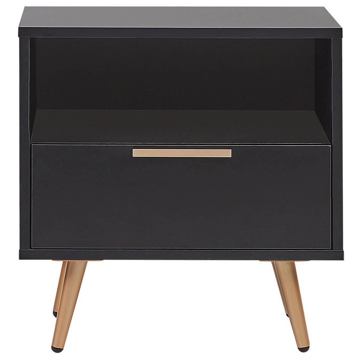 NACHTTISCH schwarz rechteckig 50/40 cm Indio - Goldfarben/Schwarz, Holzwerkstoff (50/51/40cm) - Beliani