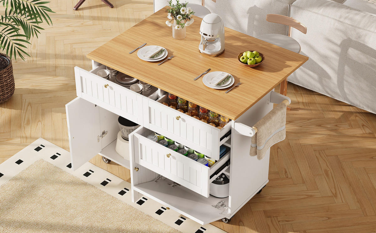 KÜCHENINSEL Weiß 133/37.3-70/88 cm - Weiß, Holzwerkstoff (133/88/37.3cm) - PANGIVO