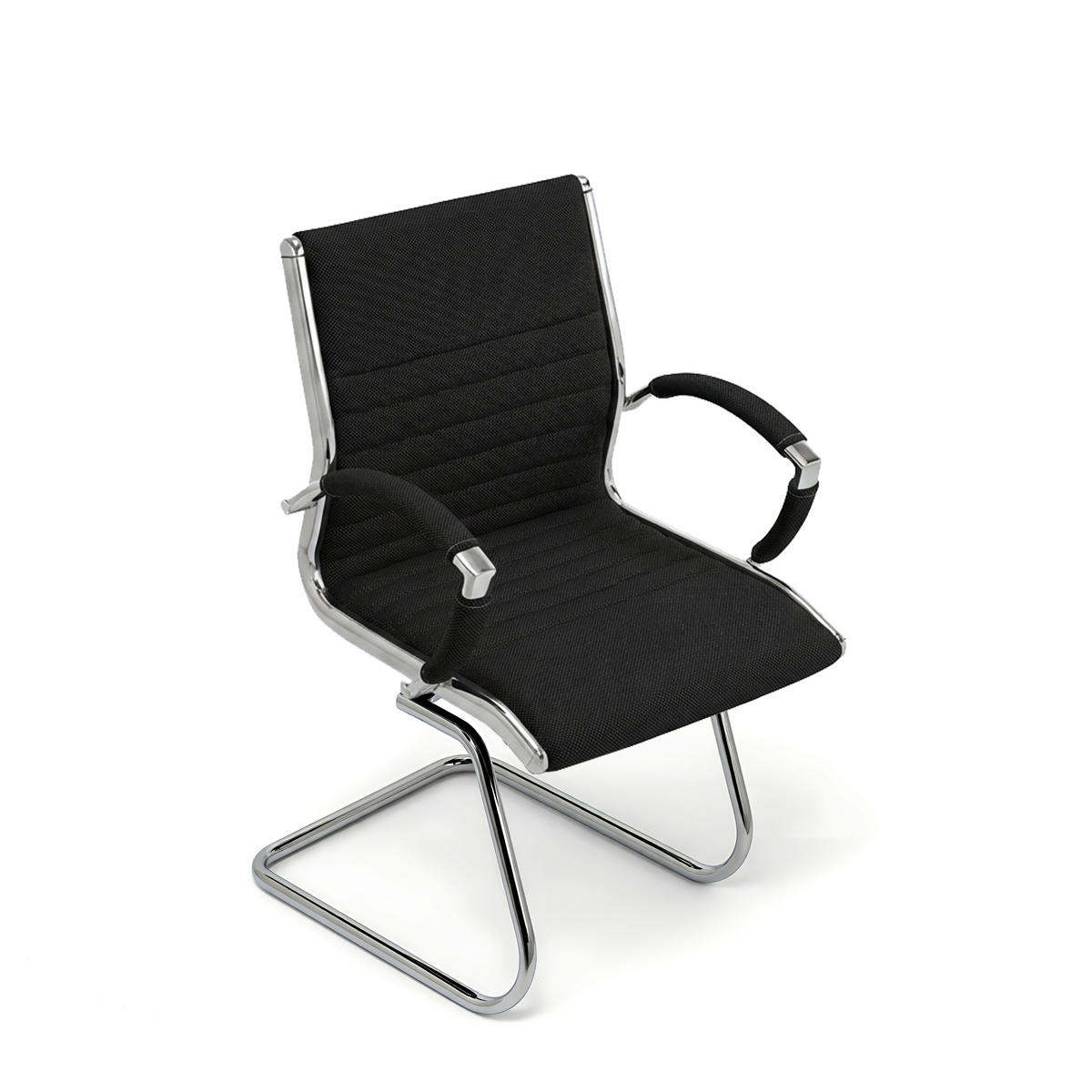 BESUCHERSTUHL Montreal Stoff Schwarz – ergonomisch, 150 kg belastbar - Schwarz, Textil/Metall (60/95/60cm) - Versee