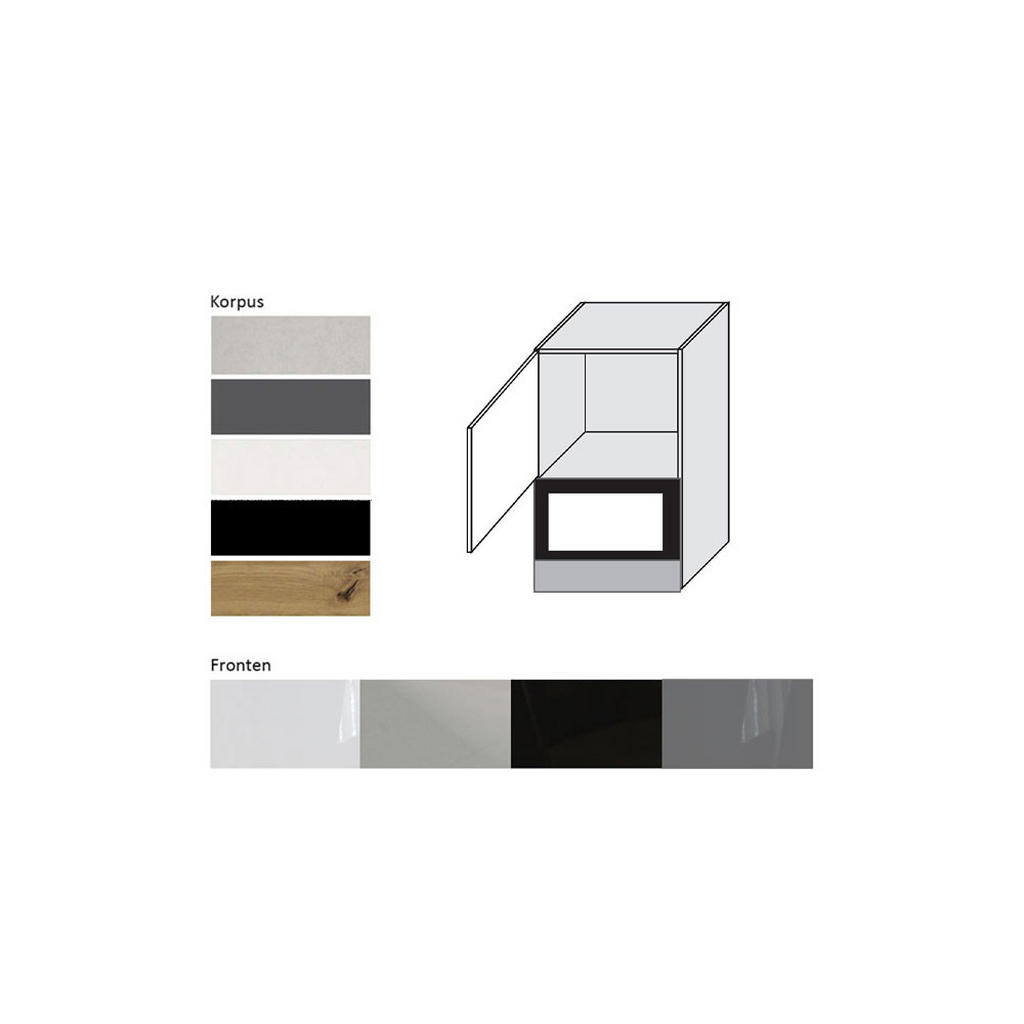 Thumbnail - Feldmann-Wohnen Mikrowellenumbauschrank, Grau, Schwarz, Holz, 60x96x32.5 cm, Küchen, Küchenmöbel, Küchenschränke, Geräte...