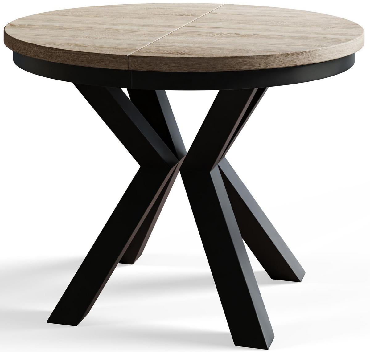 ESSZIMMERTISCH LOFT, ausziehbarer Tisch 100 cm/180 cm, Farbe: Beige, mit Metallbeinen in Farbe Weiß - Weiß/Sonoma Eiche, Holzwerkstoff (100/100/76cm) - Alpi-Möbel