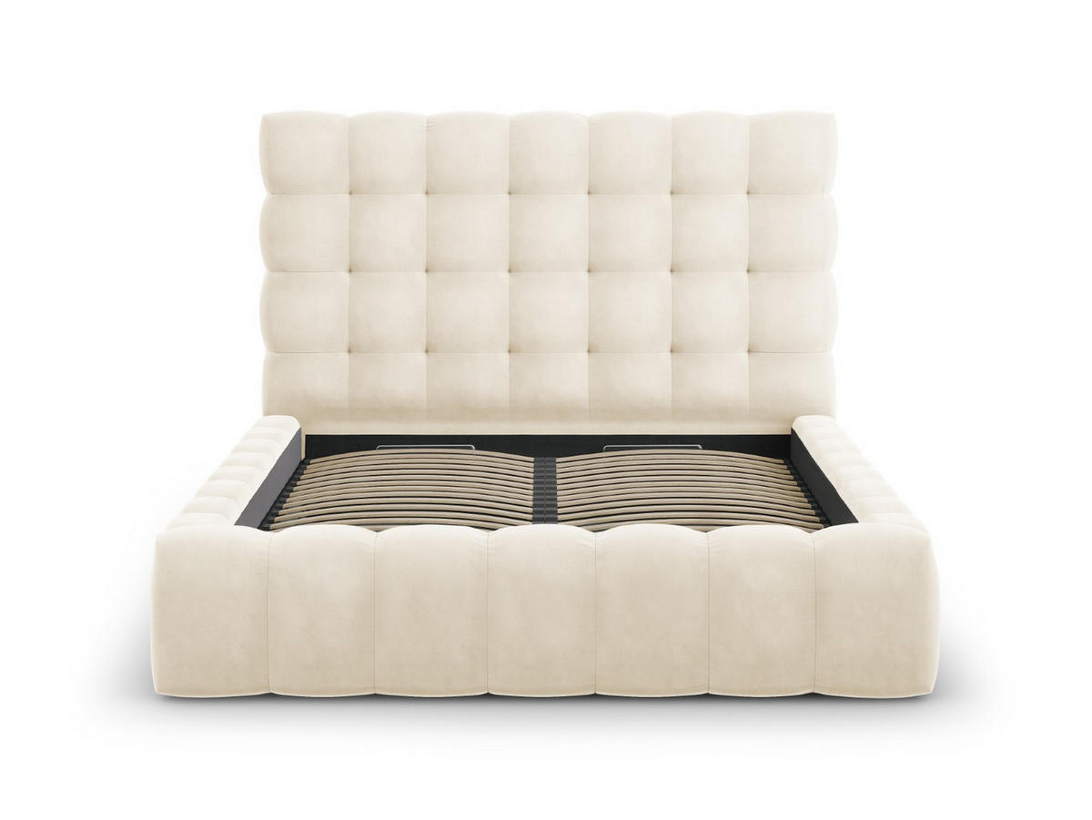 BETT mit Bettkasten und Kopfteil Mamaia aus Samt leichtes beige 160x200cm - Beige, Textil (160/200cm) - Micadoni