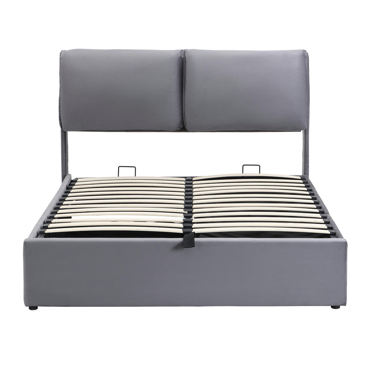 POLSTERBETT 140/200 cm grau aus Samt mit Bettkasten und 3 Schubladen - Grau, Holzwerkstoff (140/200cm) - OKWISH