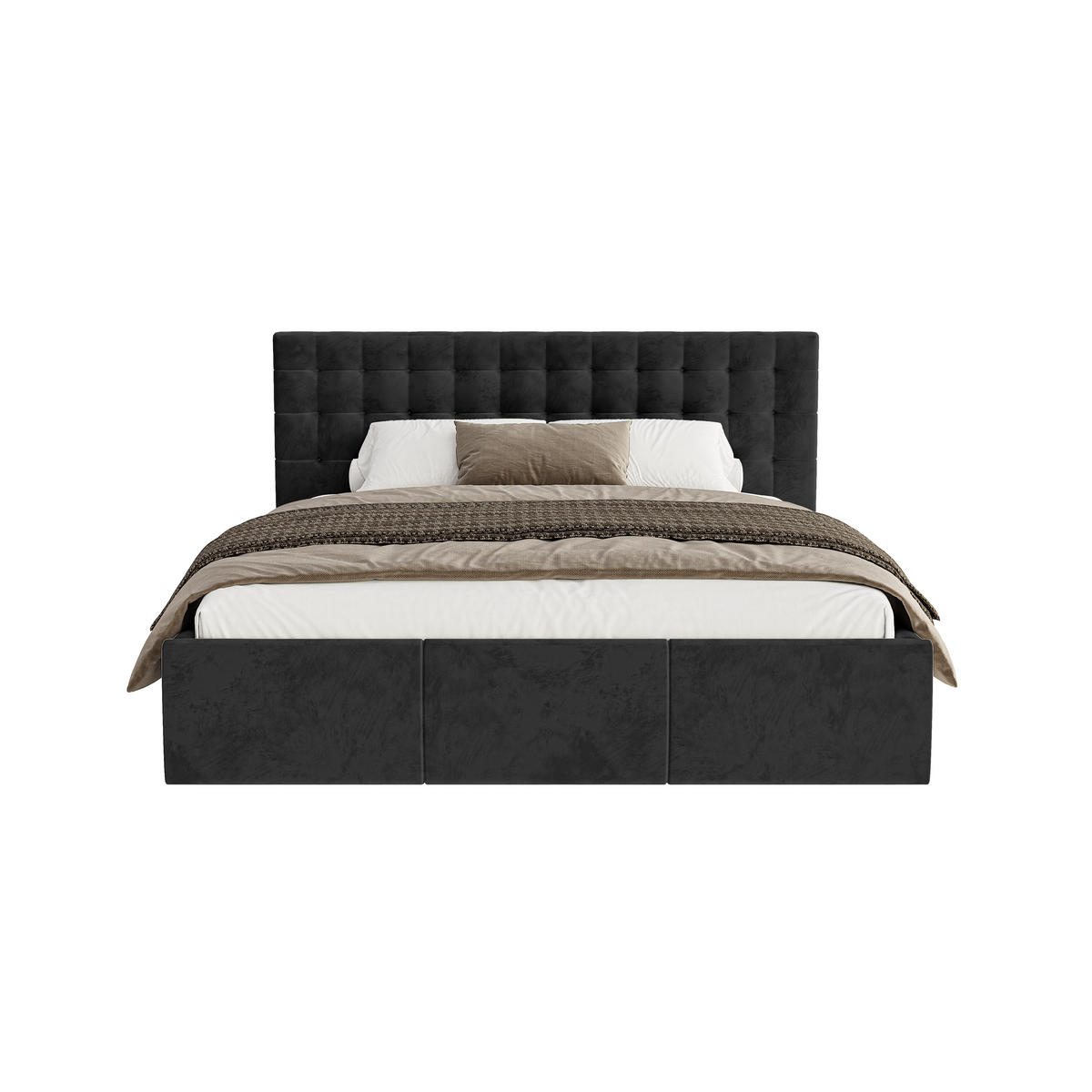 POLSTERBETT Lindos 120x200 cm, Schwarz - Schwarz, Textil (120/200cm) - Fedve