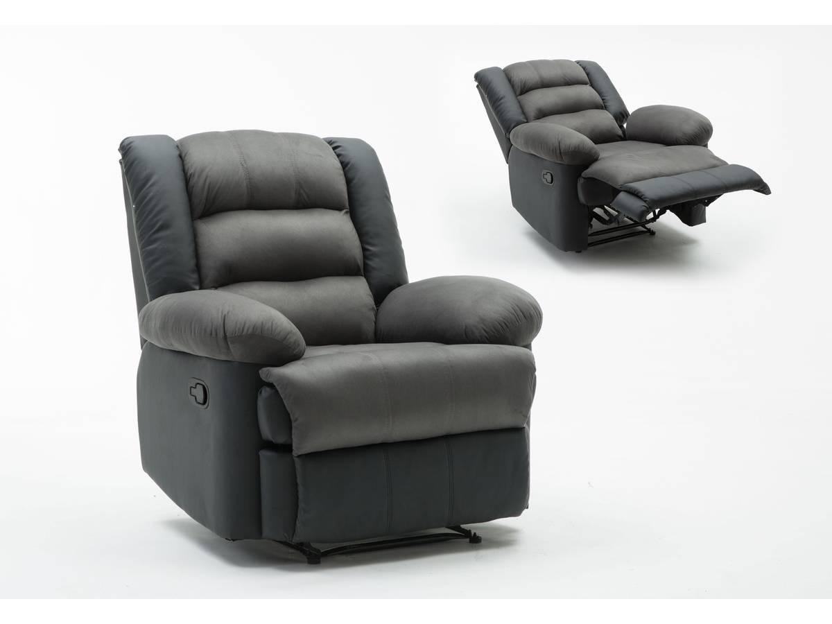 RELAXSESSEL Buckingham Schwarz/Dunkelgrau - Dunkelgrau/Schwarz, Leder/Kunststoff (85/100/93cm) - Habitat Garten