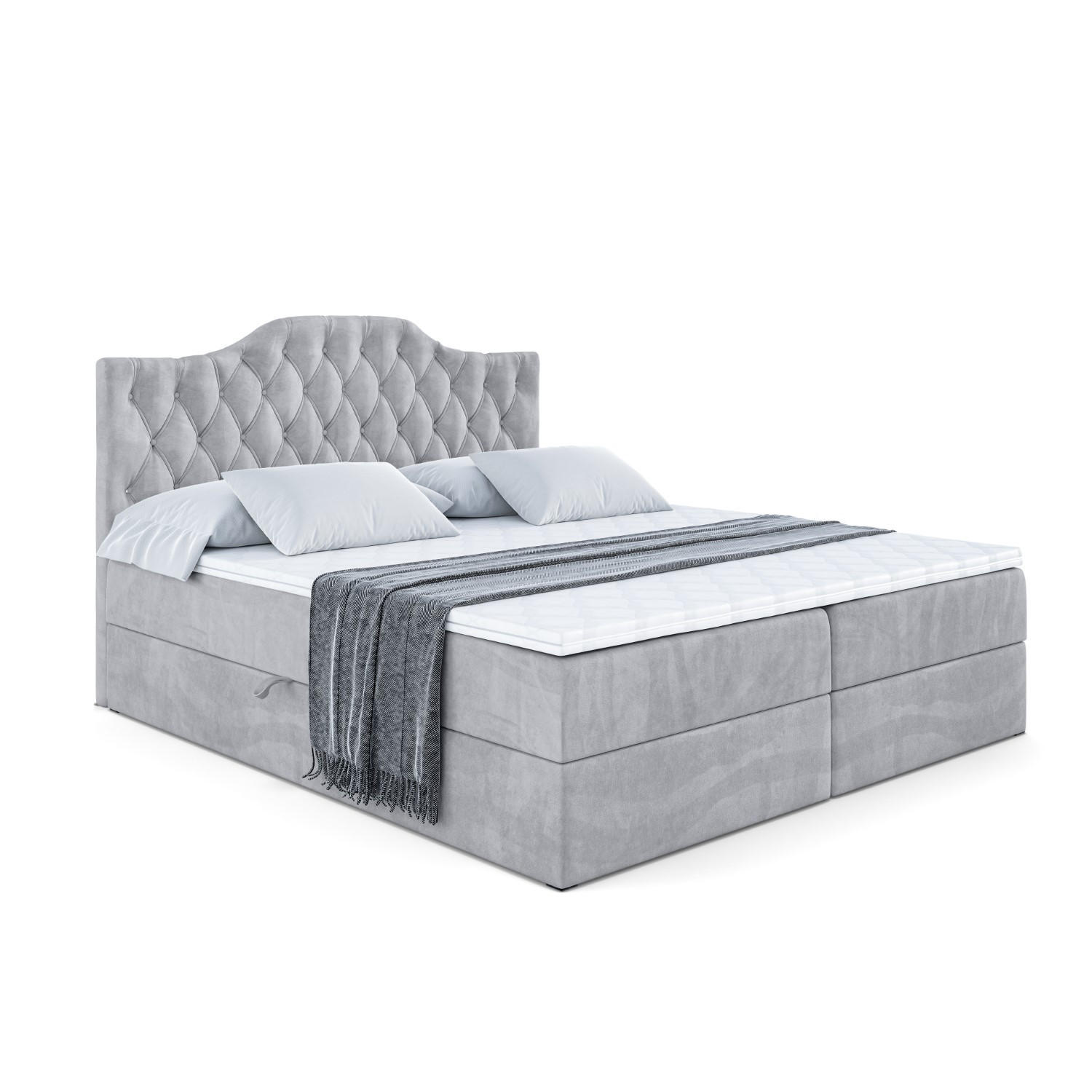ALTDECOR AMERICKÁ postel s matrací H4 a lamelovým roštem – VILA-1 – 180x200 cm – H4 – světle šedá