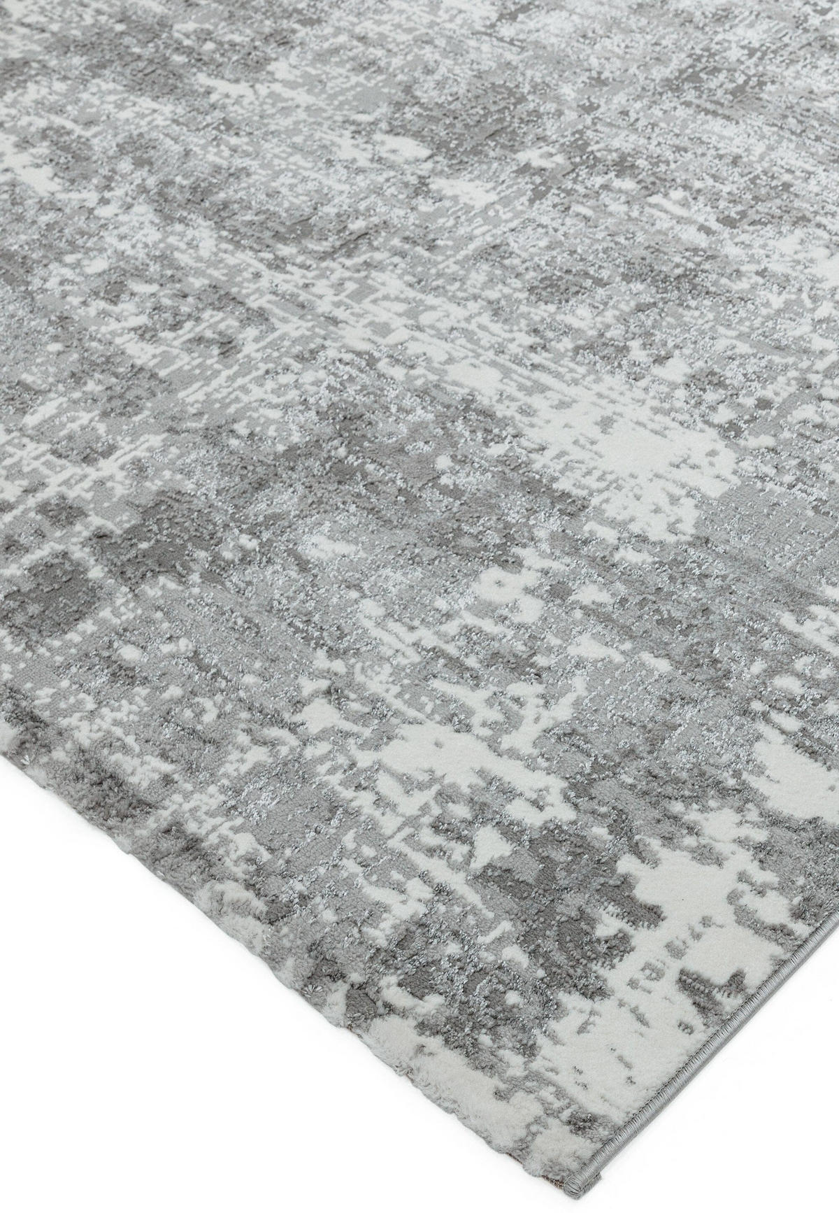 TEPPICH Velours mit Metallic-Glanz abstrakt robust pflegeleicht PARMA-Sorbolo, Silbergrau 160x230 cm - Silberfarben, Textil (160/230cm) - KADIMA DESIGN