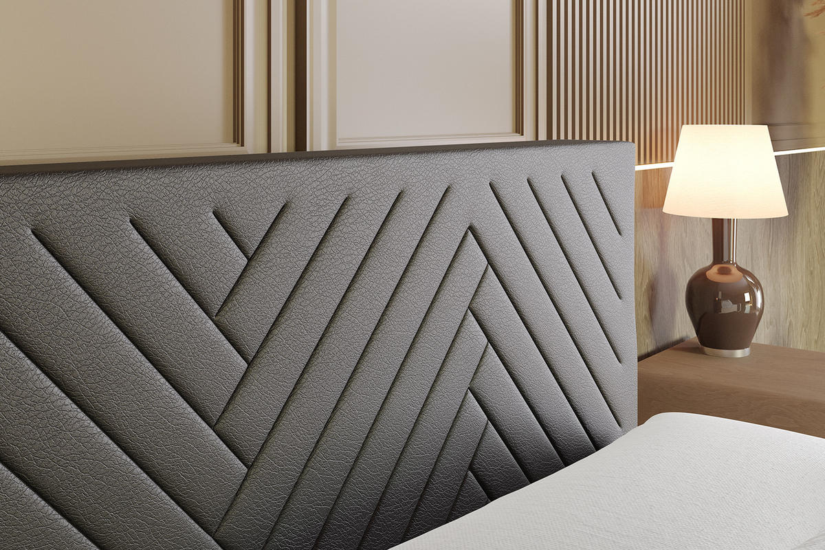 BOXSPRINGBETT mit Matratze H3|H4 und Lattenrost - VEXA KING-160x200 - Schwarz - Schwarz, Holzwerkstoff (160/200cm) - ALTDECOR