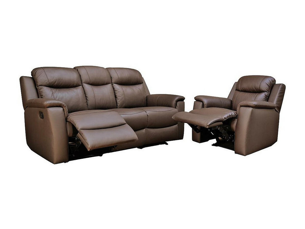 SOFAGARNITUR mit Relaxfunktion - 4 -Sitzer - Leder - braun - EVASION - Braun, Leder (205/100/96cm) - Vente-Unique