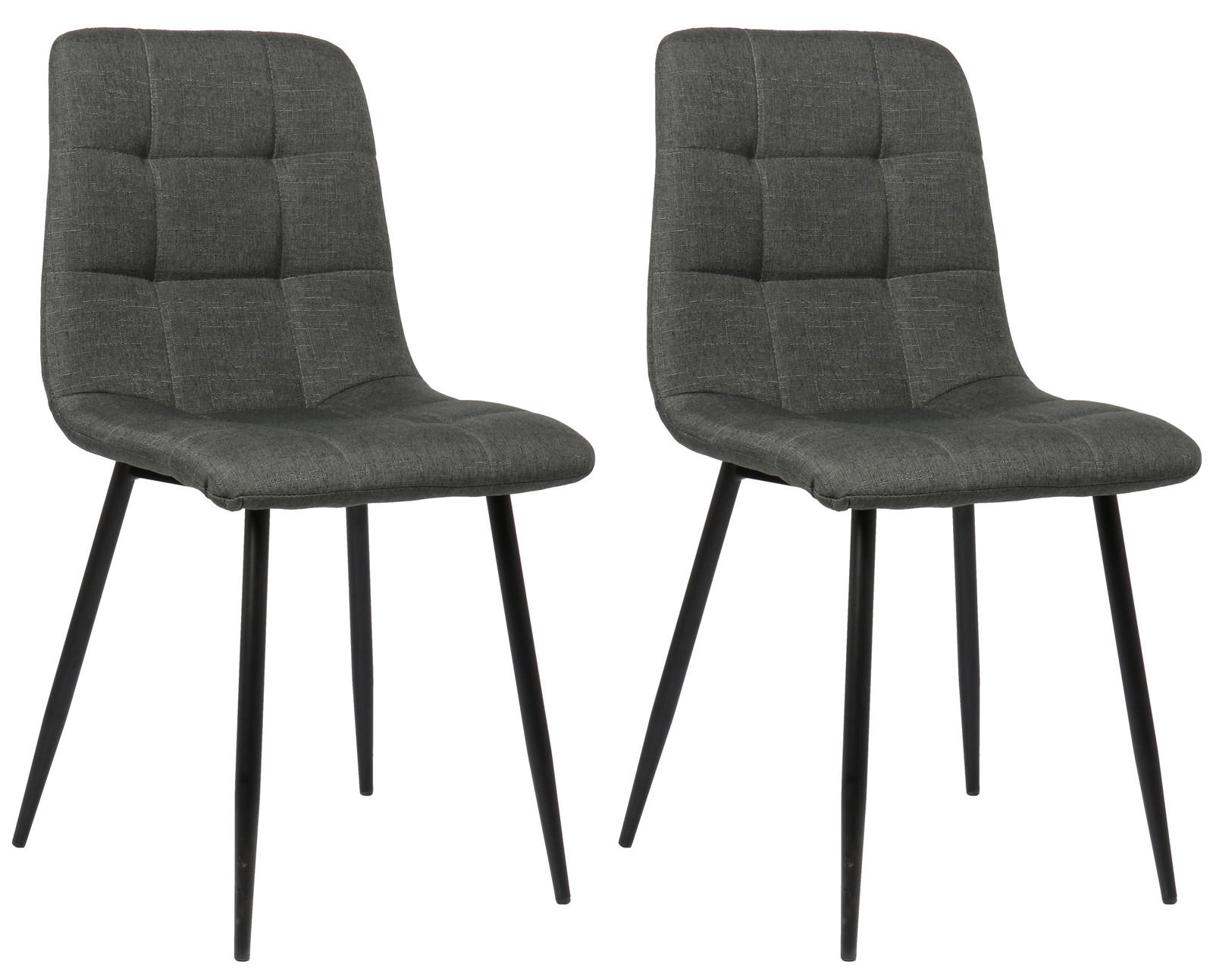 ESSZIMMERSTUHL Till, 2er Set Stoff, Gestell Metall matt Schwarz Dunkelgrau - Dunkelgrau/Schwarz, Textil/Metall (45/88/52cm) - TPFLiving