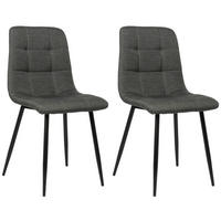 ESSZIMMERSTUHL Till, 2er Set Stoff, Gestell Metall matt Schwarz Dunkelgrau - Dunkelgrau/Schwarz, Textil/Metall (45/88/52cm) - TPFLiving